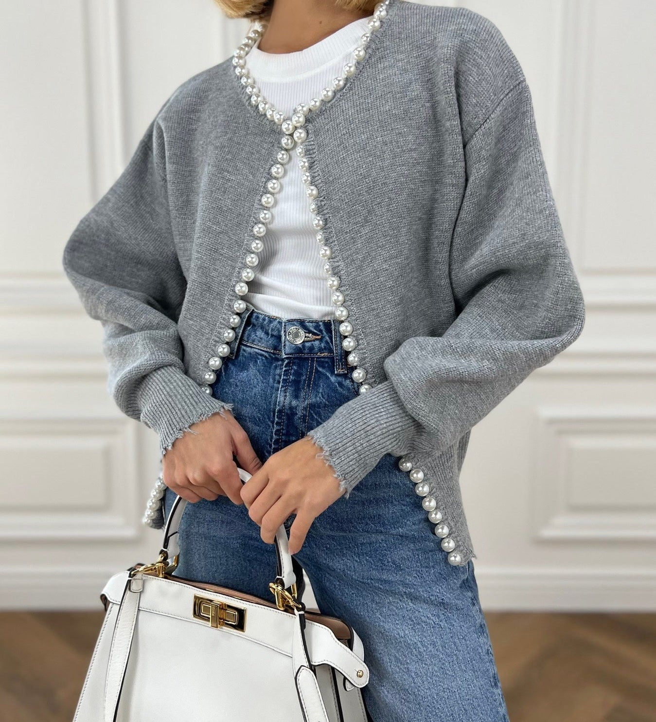 Peah | Cardigan with Pearl Details