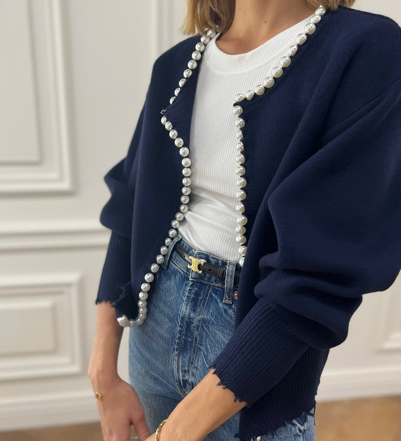 Peah | Cardigan with Pearl Details